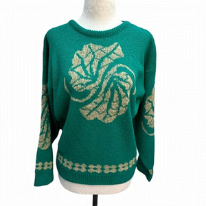 𝅺vintage Le Rouge Green/Gold Long Sleeve Sweater Size M/L